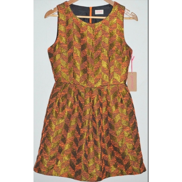 GORMAN ROCK CLIMBER ORANGE & METALLIC GOLD DRESS 8
